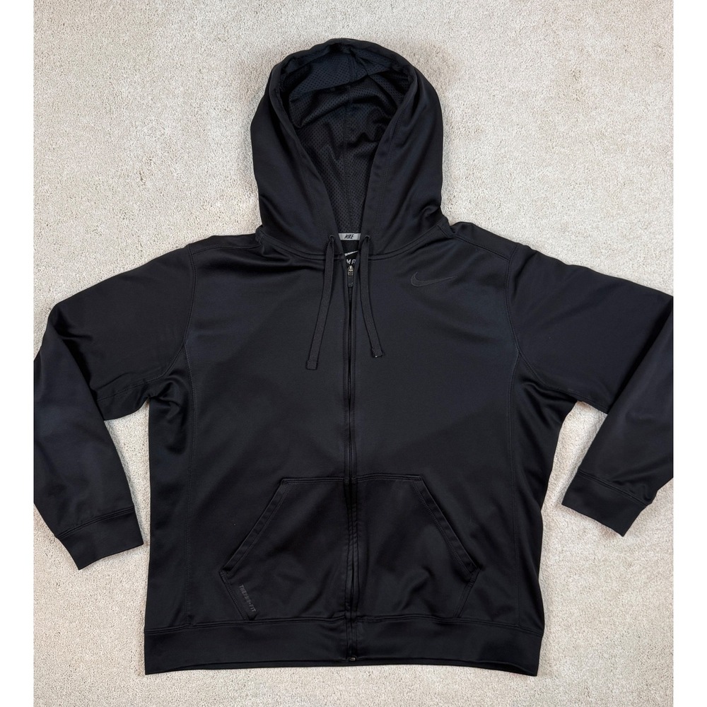 NIKE THERMA FIT Full Zip Jacket Hoodie Pockets Black Men's Size XL #1451